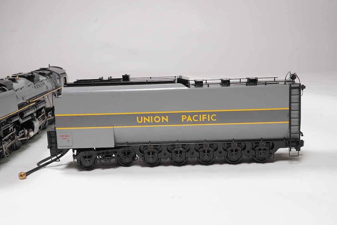 A Gauge One Aster Hobbies live steam Union Pacific Challenger 4-6-6-4 tender locomotive, 3977, the factory ‘Built Up’ version, spirit fired working four cylinder motion, with assembly instructions, operating instructions